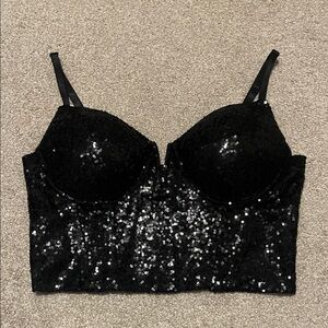 Windsor Elegant Black Sequin Top